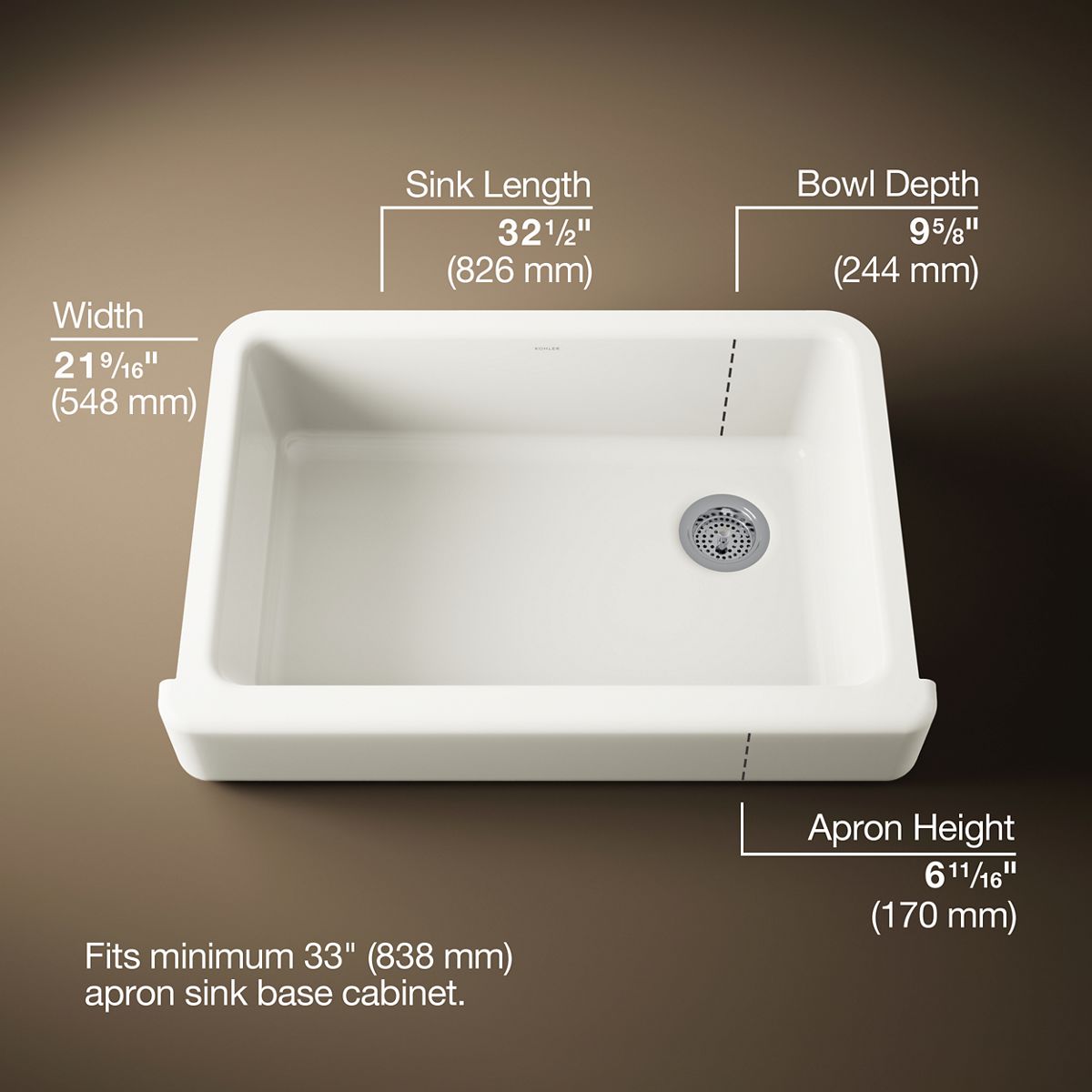 Whitehaven® 32-1/2" undermount single-bowl farmhouse kitchen sink