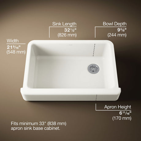 Whitehaven® 32-1/2" undermount single-bowl farmhouse kitchen sink