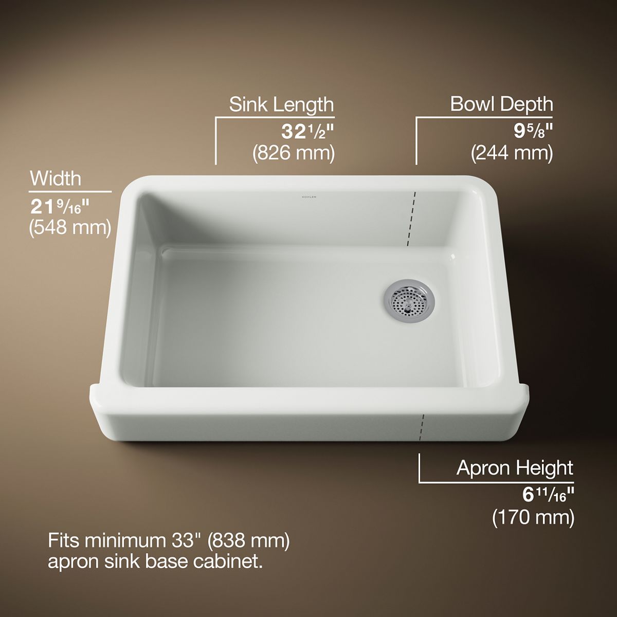 Whitehaven® 32-1/2" undermount single-bowl farmhouse kitchen sink