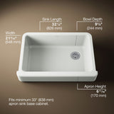 Whitehaven® 32-1/2" undermount single-bowl farmhouse kitchen sink