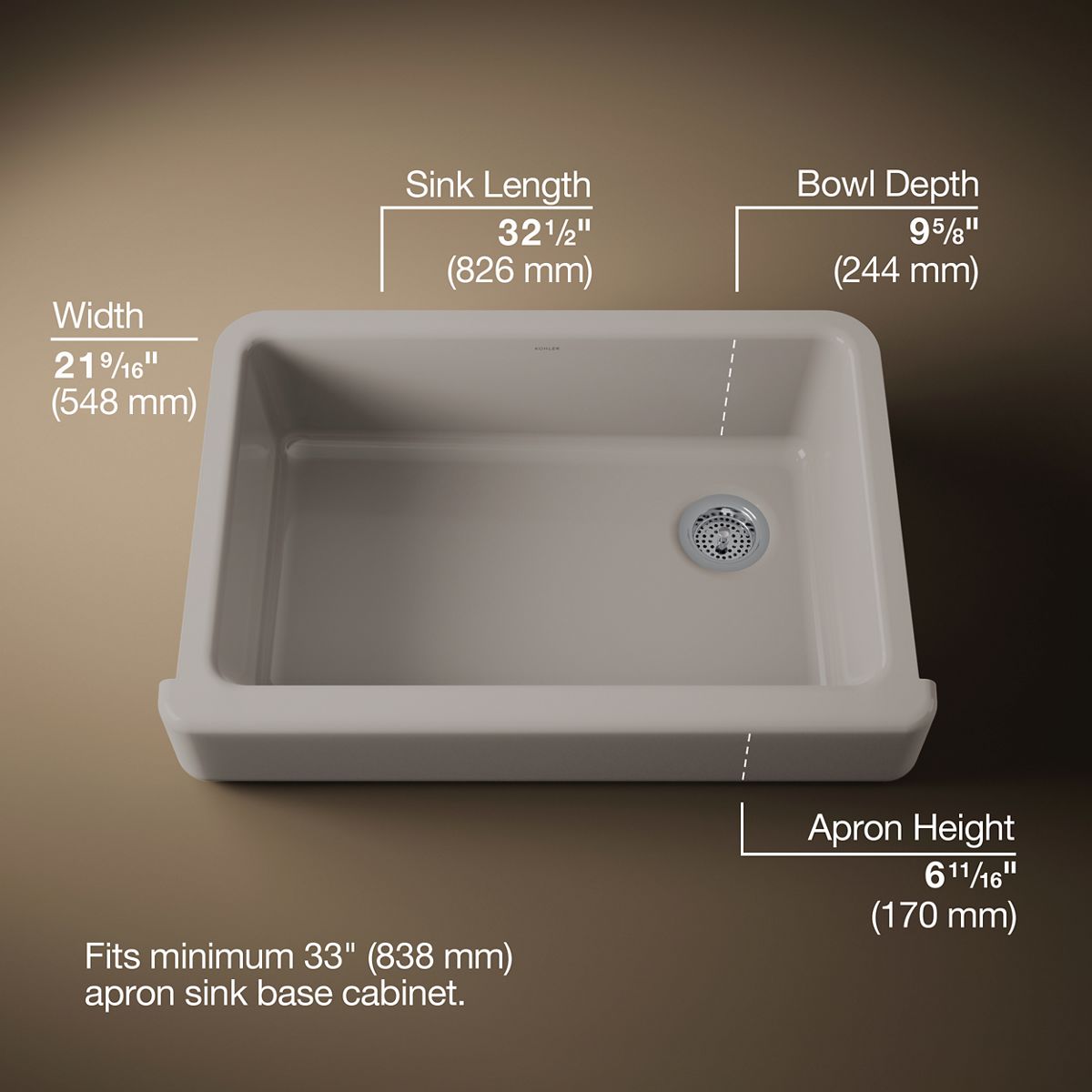 Whitehaven® 32-1/2" undermount single-bowl farmhouse kitchen sink