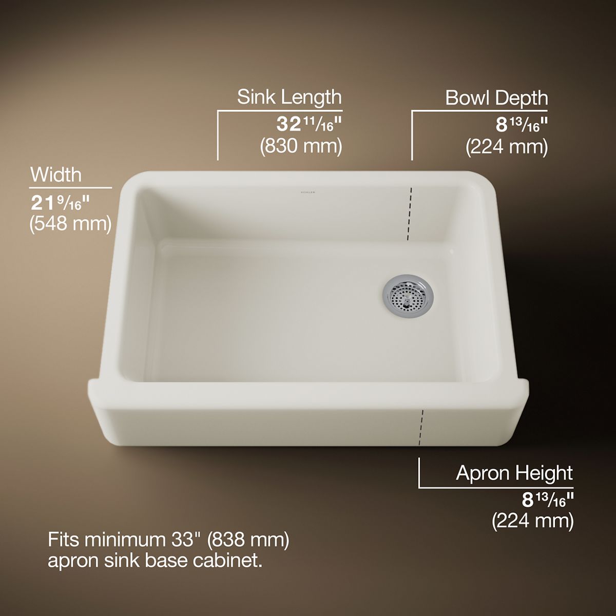 Whitehaven® 32-3/4" undermount single-bowl farmhouse kitchen sink