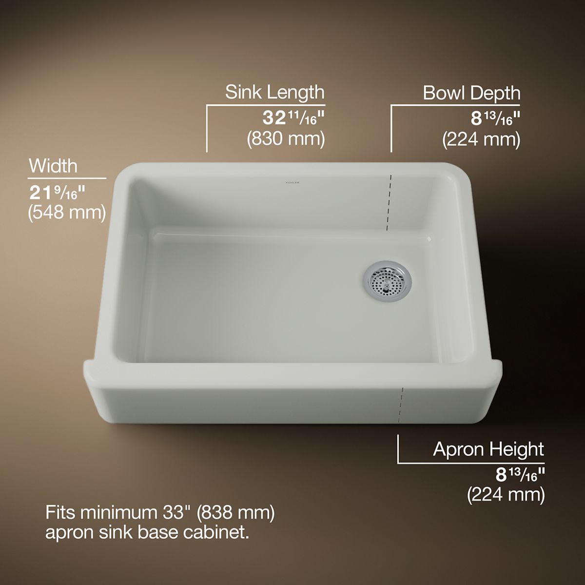 Whitehaven® 32-3/4" undermount single-bowl farmhouse kitchen sink