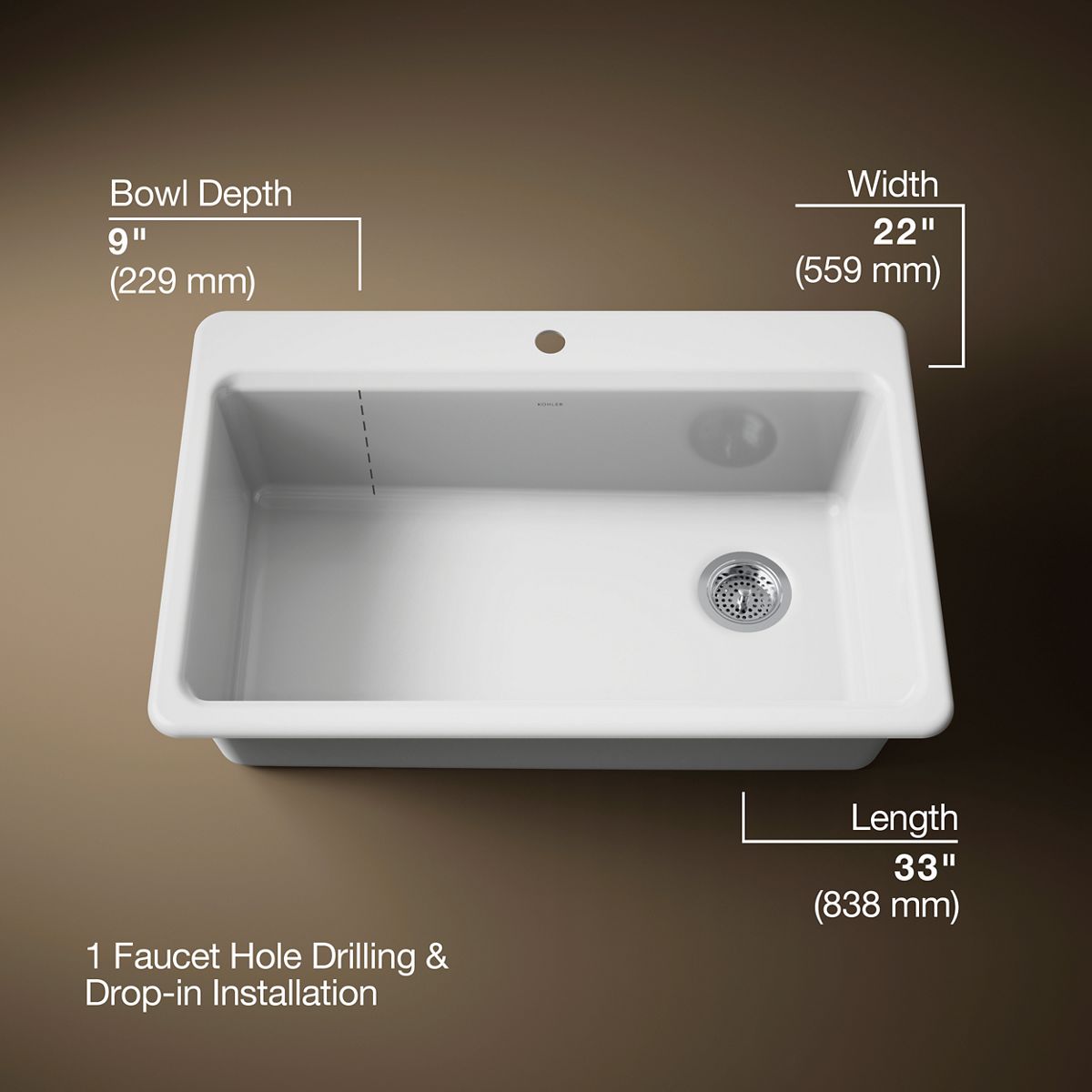 Riverby® 33" top-mount single-bowl kitchen sink