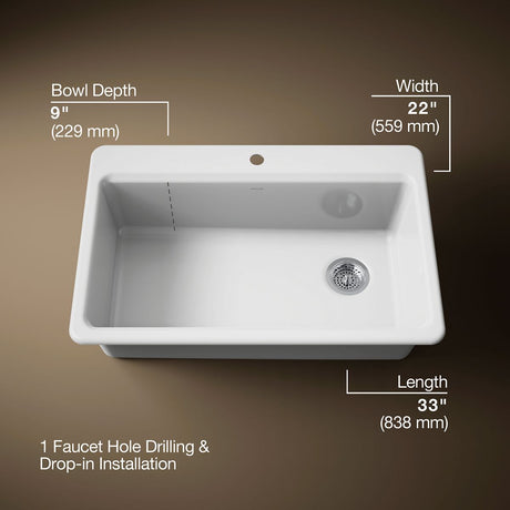 Riverby® 33" top-mount single-bowl kitchen sink