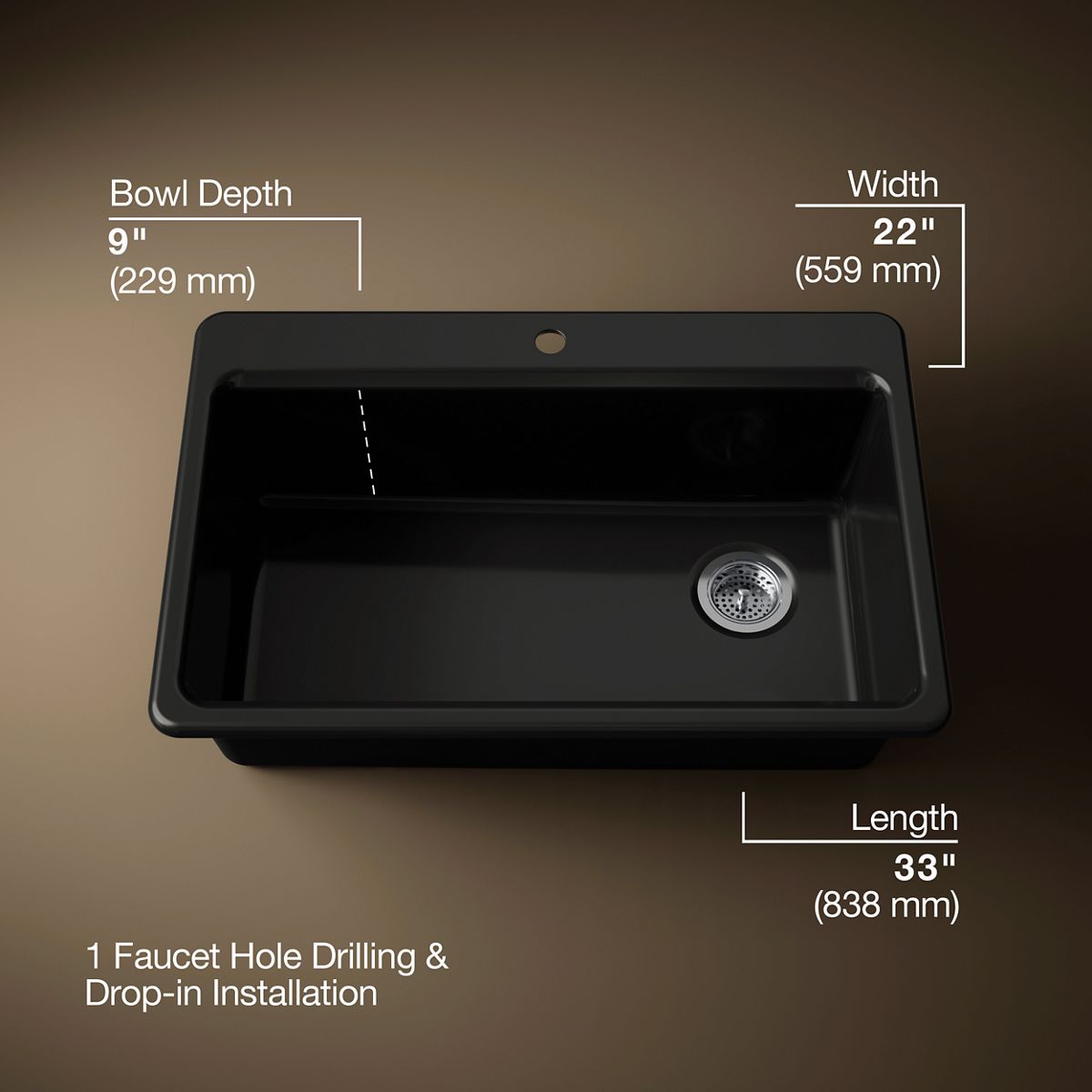 Riverby® 33" top-mount single-bowl kitchen sink