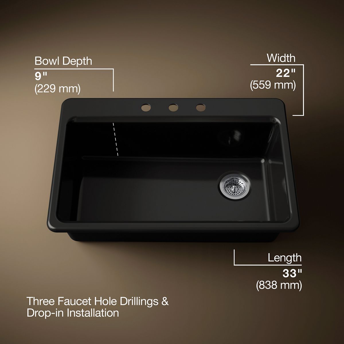 Riverby® 33" top-mount single-bowl kitchen sink