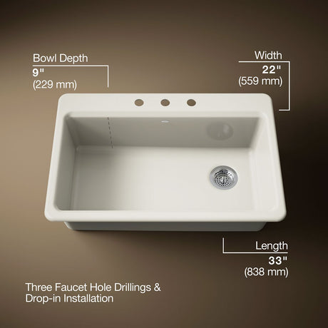 Riverby® 33" top-mount single-bowl workstation kitchen sink