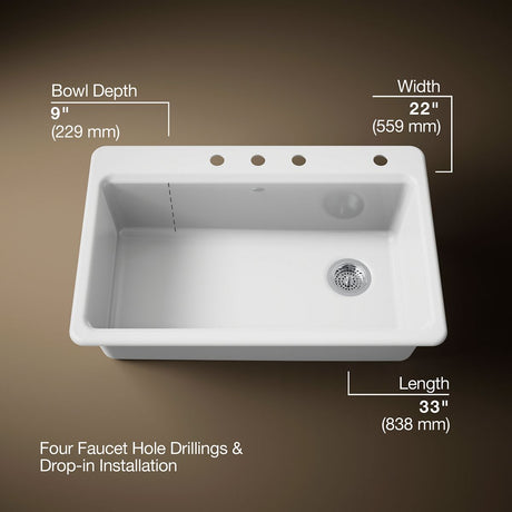 Riverby® 33" top-mount single-bowl workstation kitchen sink