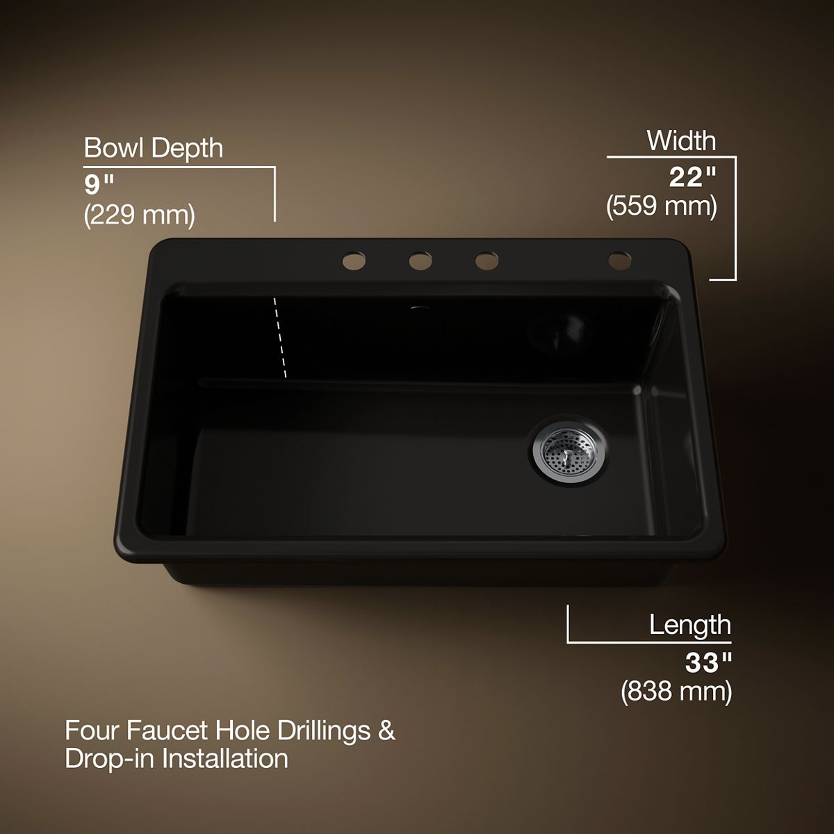 Riverby® 33" top-mount single-bowl workstation kitchen sink