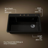 Riverby® 33" top-mount single-bowl workstation kitchen sink