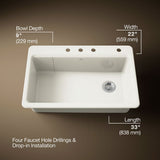 Riverby® 33" top-mount single-bowl workstation kitchen sink