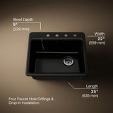 Riverby® 25" top-mount single-bowl kitchen sink