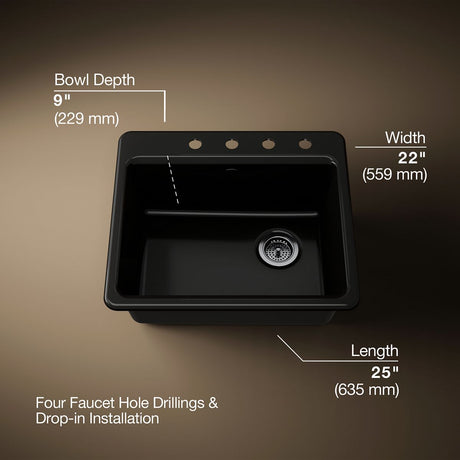 Riverby® 25" top-mount single-bowl kitchen sink