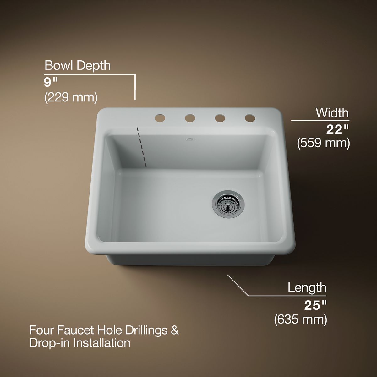 Riverby® 25" top-mount single-bowl kitchen sink