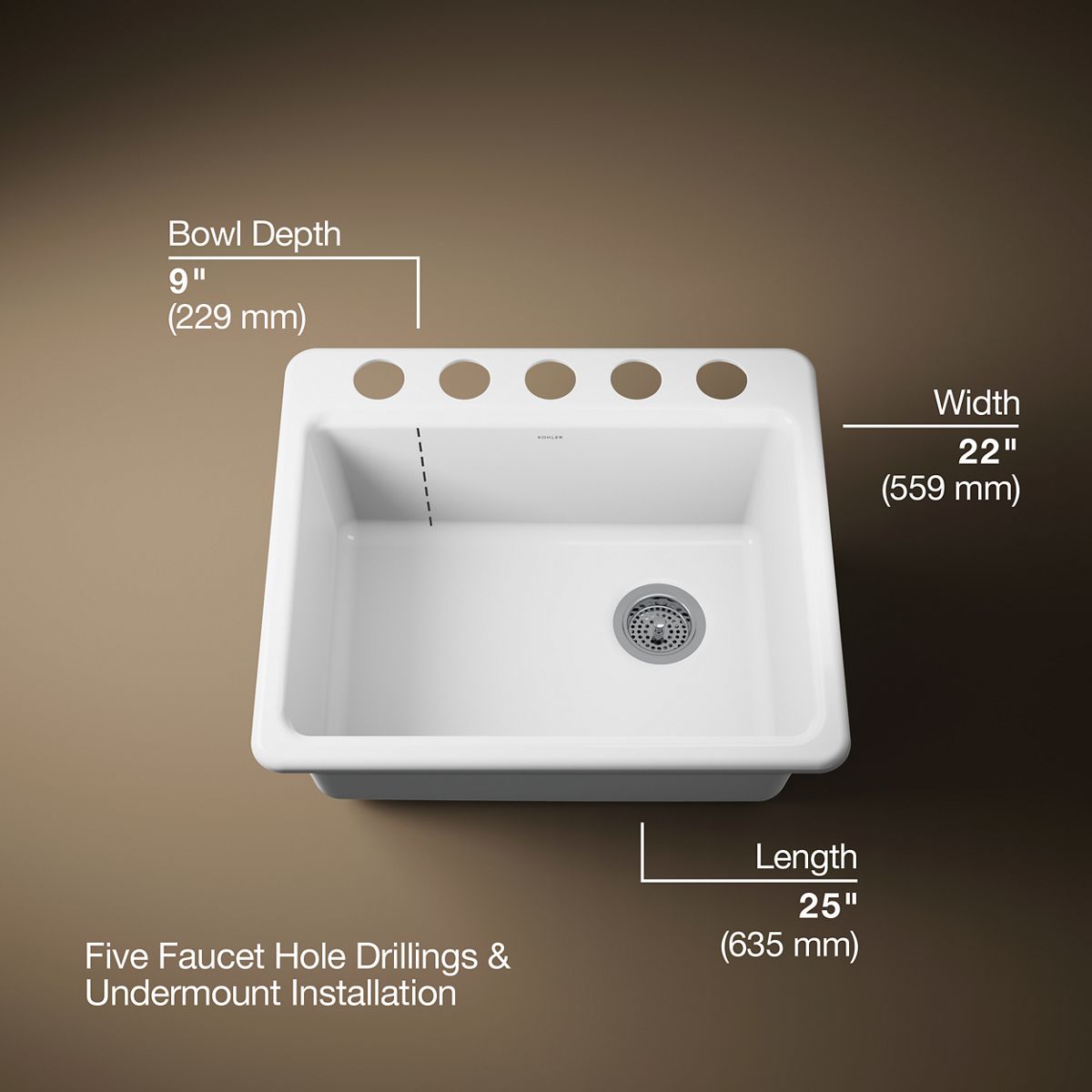 Riverby® 25" undermount single-bowl kitchen sink