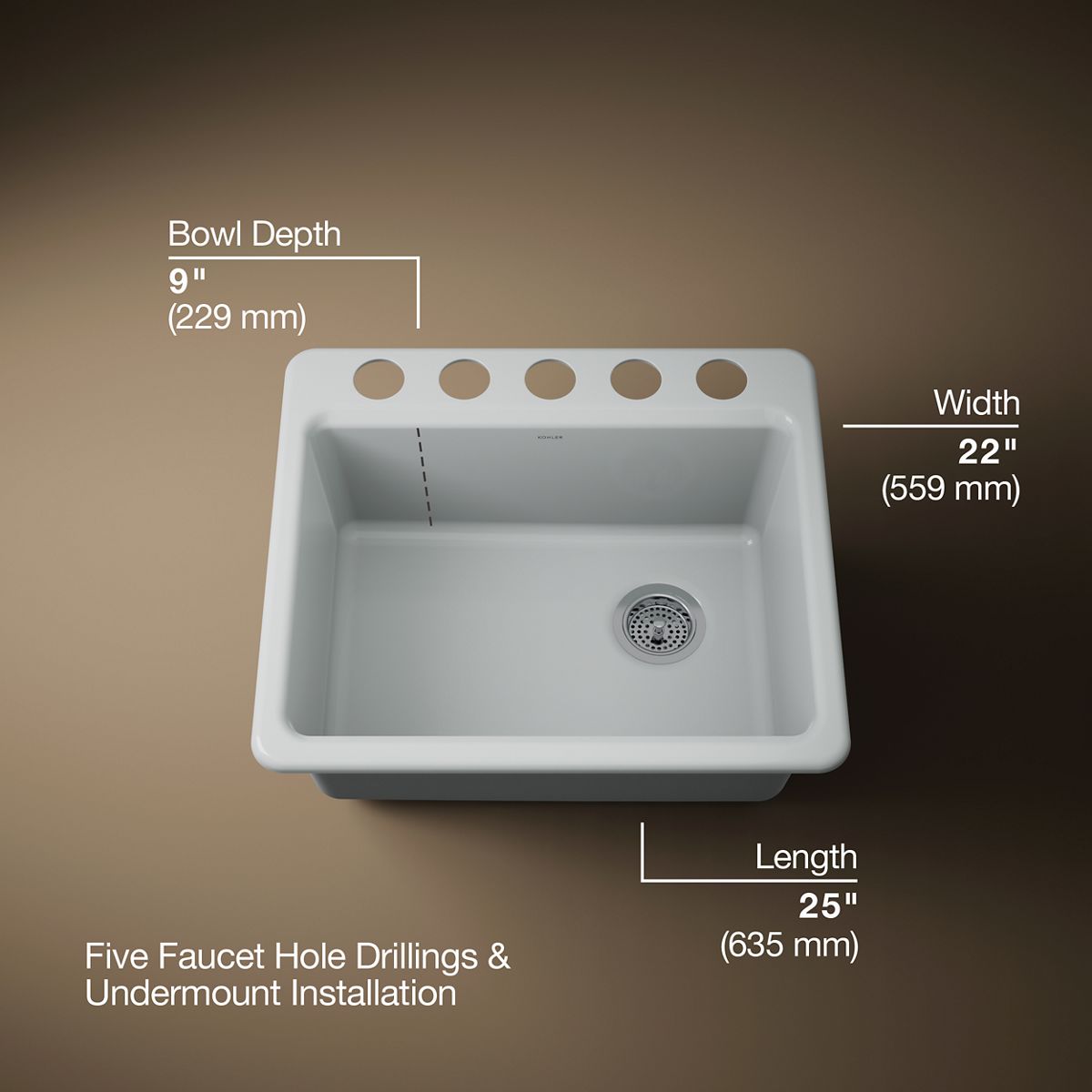 Riverby® 25" undermount single-bowl kitchen sink