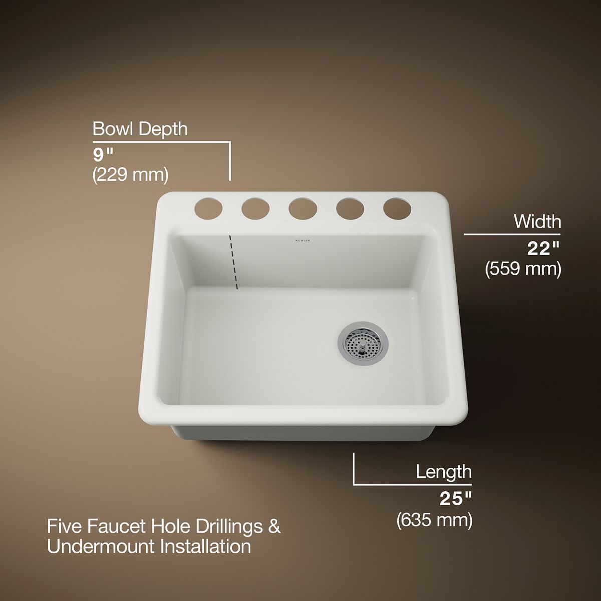 Riverby® 25" undermount single-bowl kitchen sink