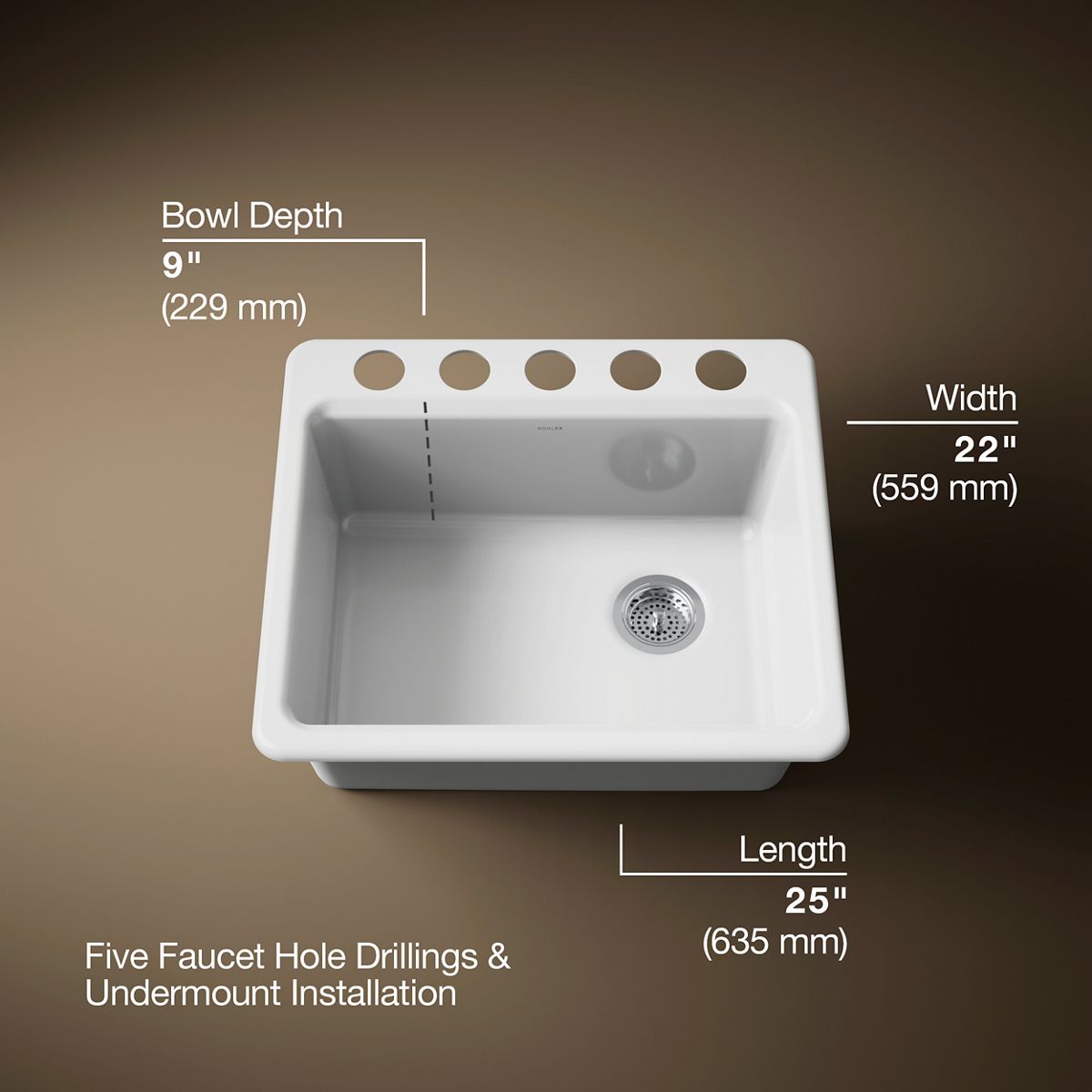 Riverby® 25" undermount single-bowl workstation kitchen sink
