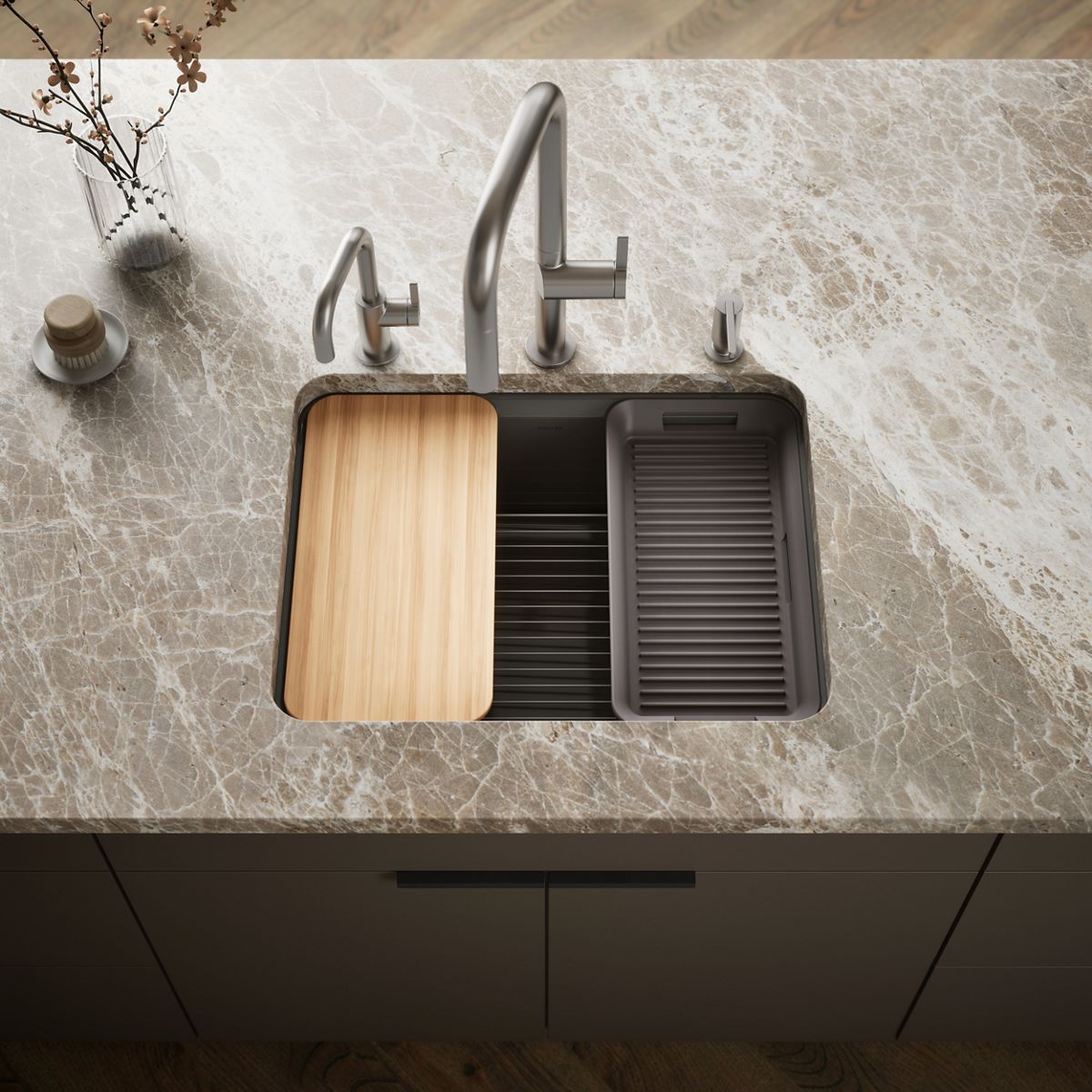 Riverby® 25" undermount single-bowl workstation kitchen sink