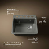 Riverby® 25" undermount single-bowl workstation kitchen sink