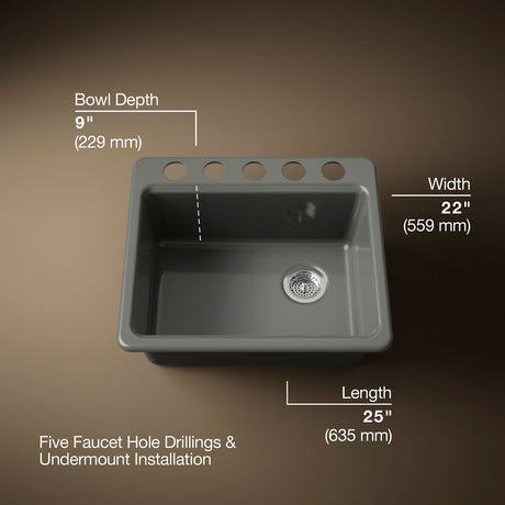 Riverby® 25" undermount single-bowl workstation kitchen sink