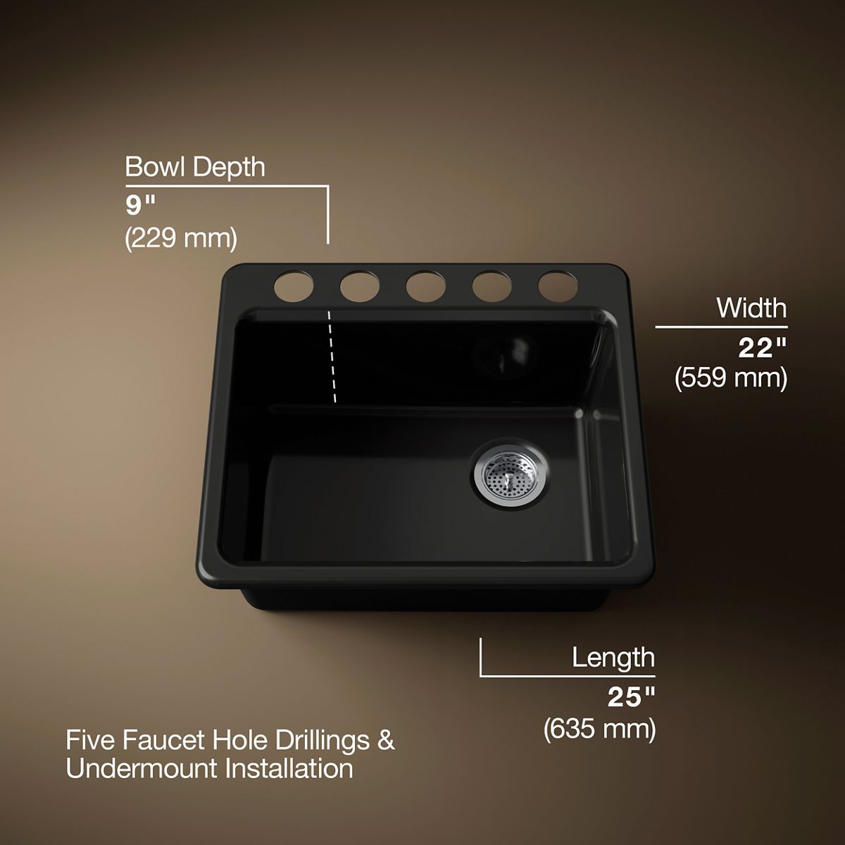 Riverby® 25" undermount single-bowl workstation kitchen sink