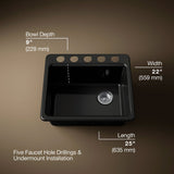 Riverby® 25" undermount single-bowl workstation kitchen sink