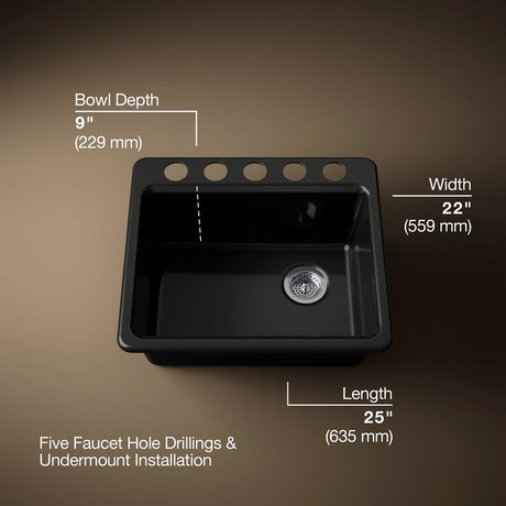 Riverby® 25" undermount single-bowl workstation kitchen sink