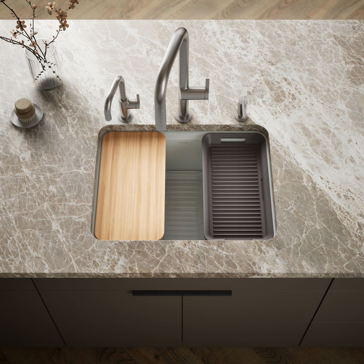 Riverby® 25" undermount single-bowl workstation kitchen sink