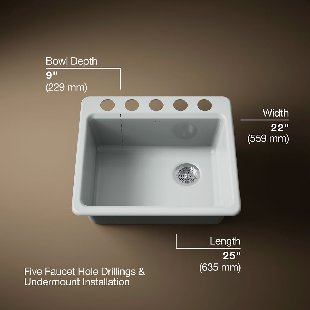 Riverby® 25" undermount single-bowl workstation kitchen sink