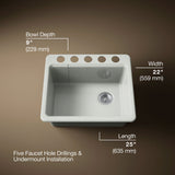 Riverby® 25" undermount single-bowl workstation kitchen sink
