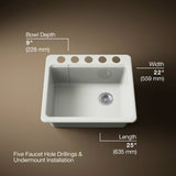 Riverby® 25" undermount single-bowl workstation kitchen sink