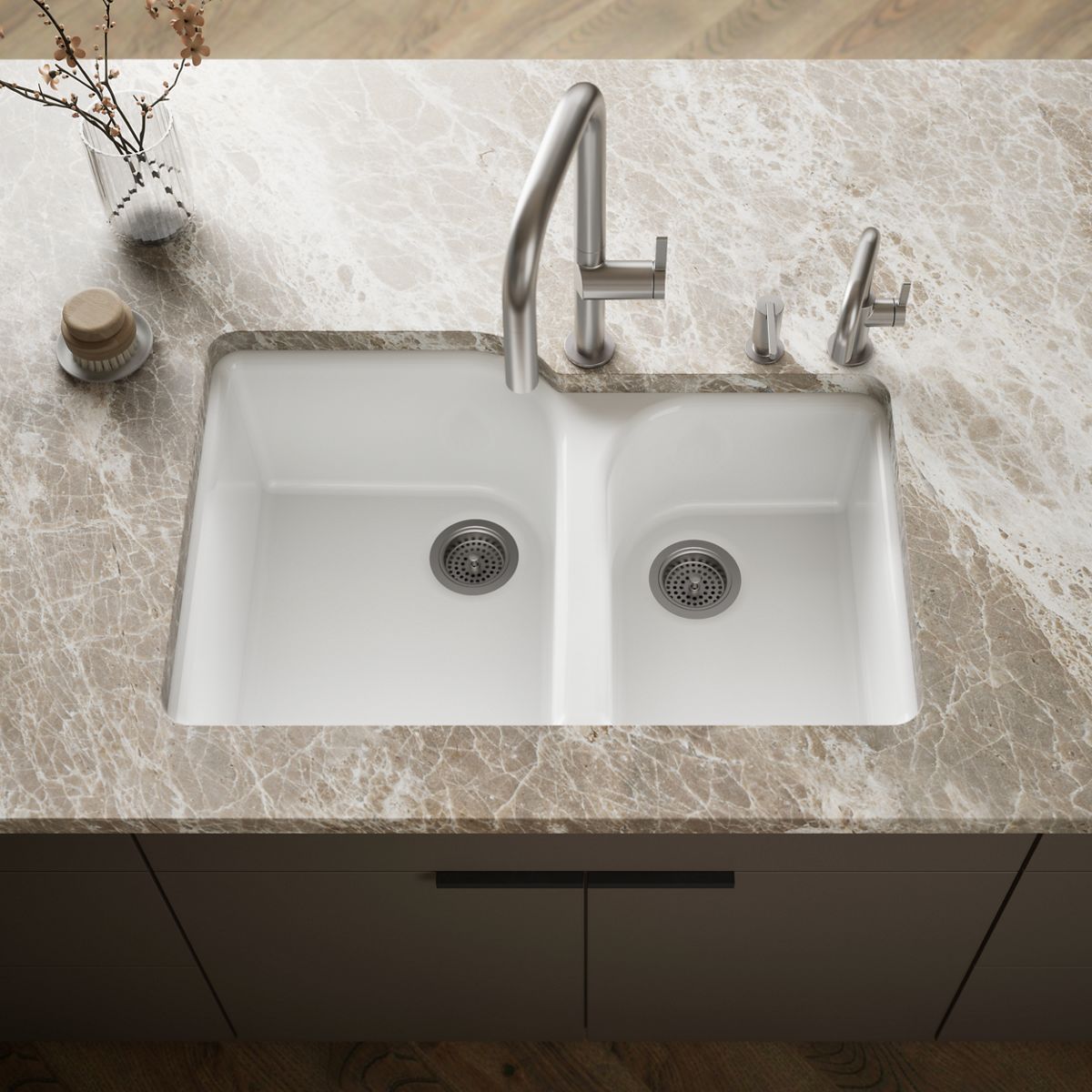Executive Chef™ 33" undermount double-bowl kitchen sink