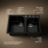 Executive Chef™ 33" undermount double-bowl kitchen sink