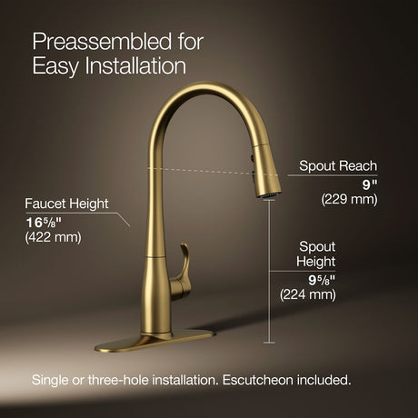 Simplice® Pull-down kitchen sink faucet with three-function sprayhead
