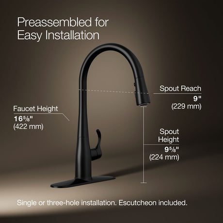 Simplice® Pull-down kitchen sink faucet with three-function sprayhead