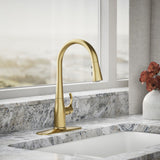Simplice® Compact pull-down kitchen sink faucet with three-function sprayhead