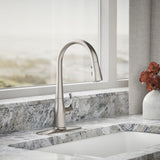 Simplice® Compact pull-down kitchen sink faucet with three-function sprayhead