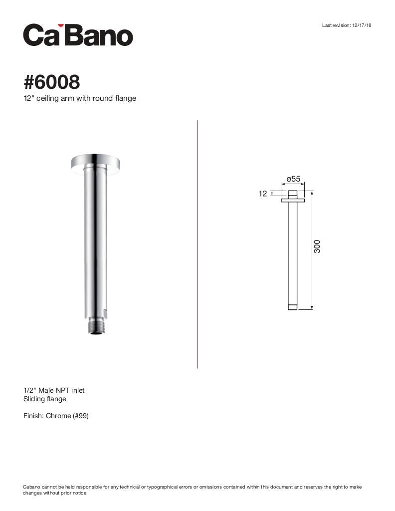 12" ceiling arm with round flange