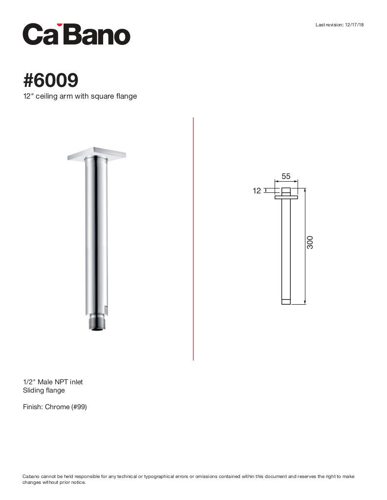 12" ceiling arm with square flange
