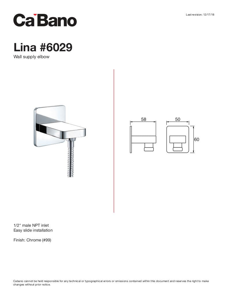 Lina wall supply elbow