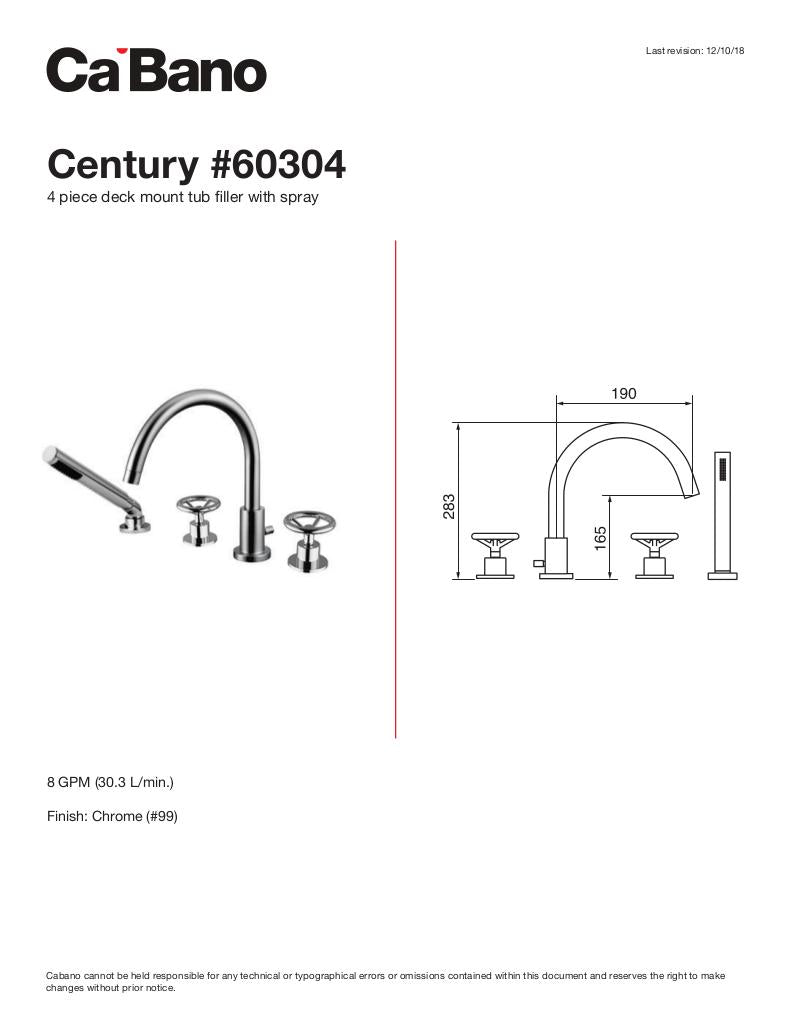 4 piece deck mount tub filler with hand shower