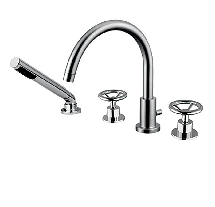 4 piece deck mount tub filler with hand shower