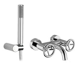 Wall mount tub filler with hand shower