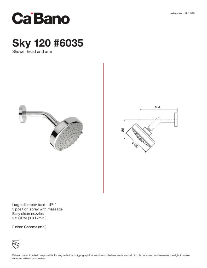 Sky 120 shower head & arm