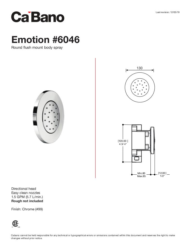 Emotion round flush mount body spray