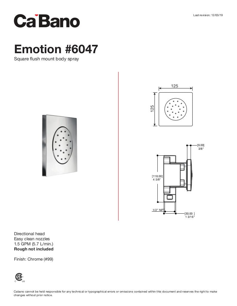 Emotion square flush mount body spray