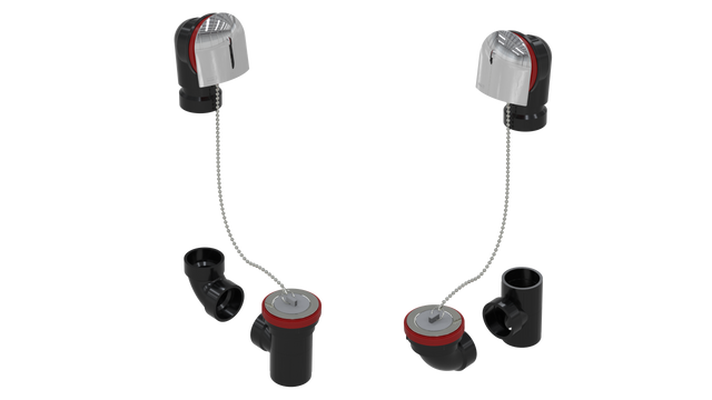 ABS TOTAL 1™ W/O W/BELL & PLUG & CHAIN KIT - FULL KIT (LESS PIPE, WITH TEE AND EL) (6060CSK-CP)
