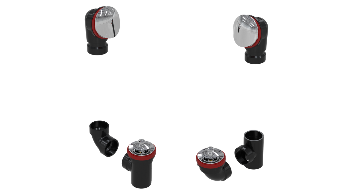 ABS TOTAL 1™ W/O W/ROUND & LIFT & TURN KIT - FULL KIT (LESS PIPE, WITH TEE AND EL) (6062LK-CP)